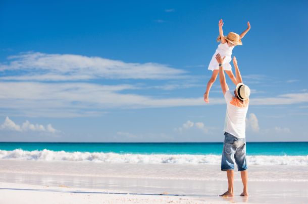 family on the beach